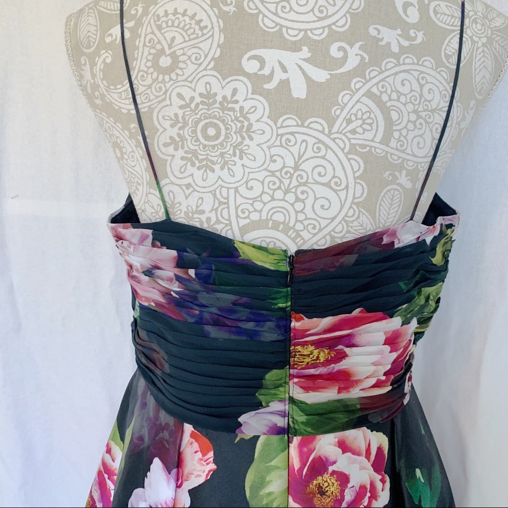 Adrianna Papell Floral Midi Dress - Black and Pink - Picture 6 of 10